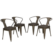 Amerihome Loft Rustic Gunmetal Metal Dining Chair With Wood Seat, PK4 DCHAIRSWT